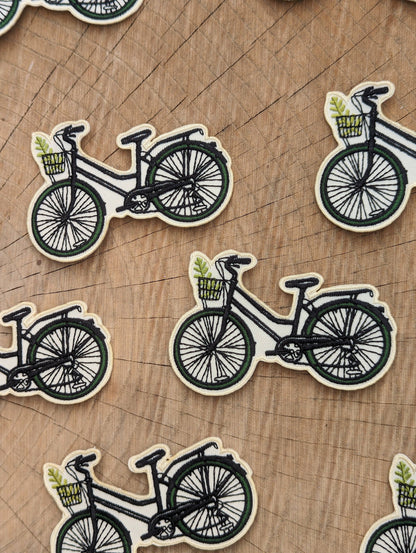 ilikesara | art + goods - Iron-on patch | bike with fern - 3.5" x 2.3"