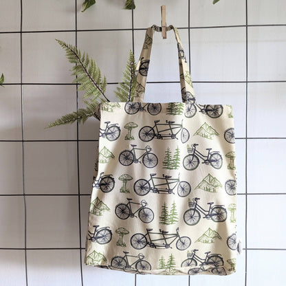 ilikesara | art + goods - Tote bag | bicycle adventure - patterned screenprinted nature tote