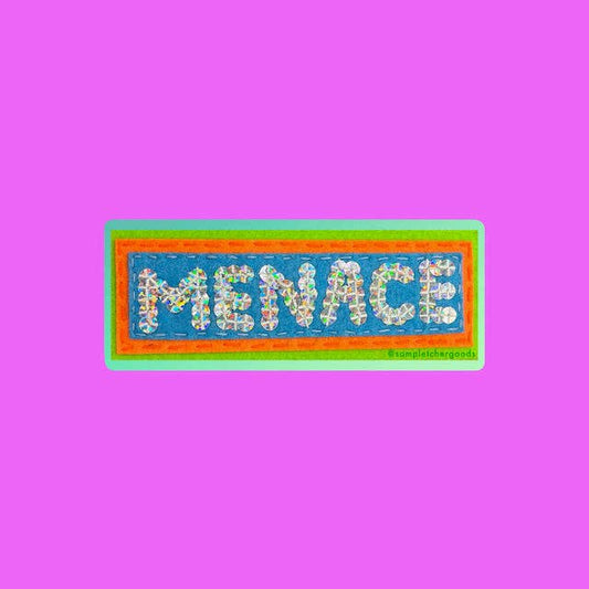 MENACE ~ Sequin Patch Inspired Waterproof Holographic Sticker