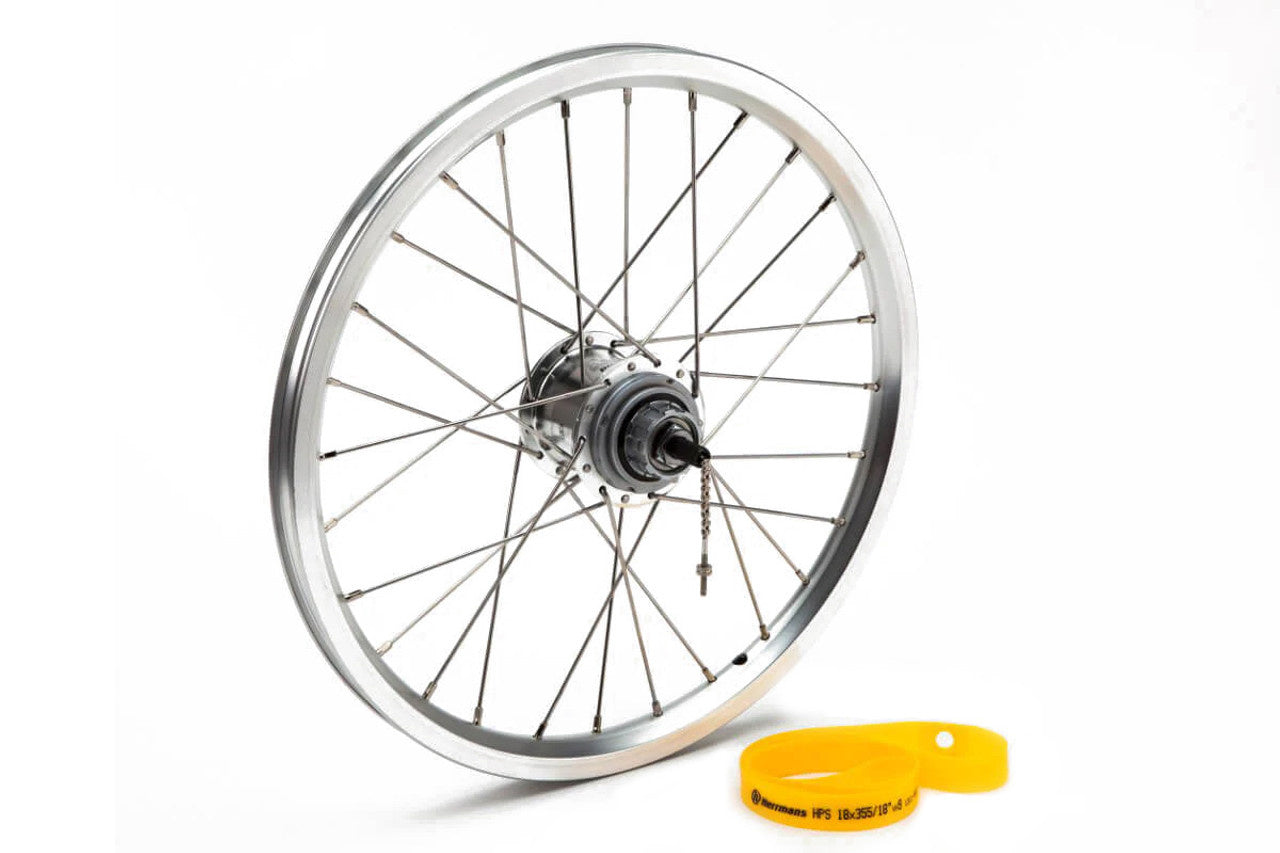 Brompton Rear wheel 3 speed BWR for 6 speed option includes fittings Silver - QRW3SS-BWR