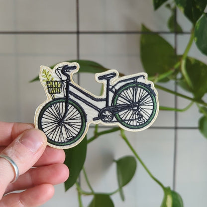 Bike with Fern Embroidered Patch