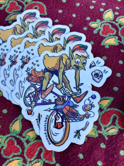 Nomad Patches - Goblin on a Bike Vinyl Sticker