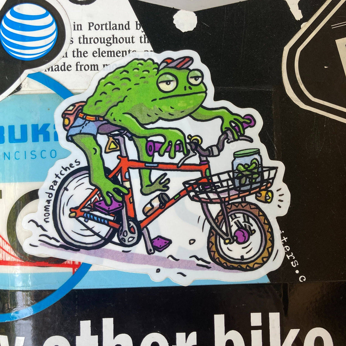 Nomad Patches - Frog on a Bike Sticker