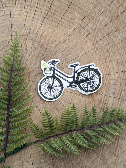 ilikesara | art + goods - Sticker | bike with fern - waterproof uv-resistant vinyl bicycle decal