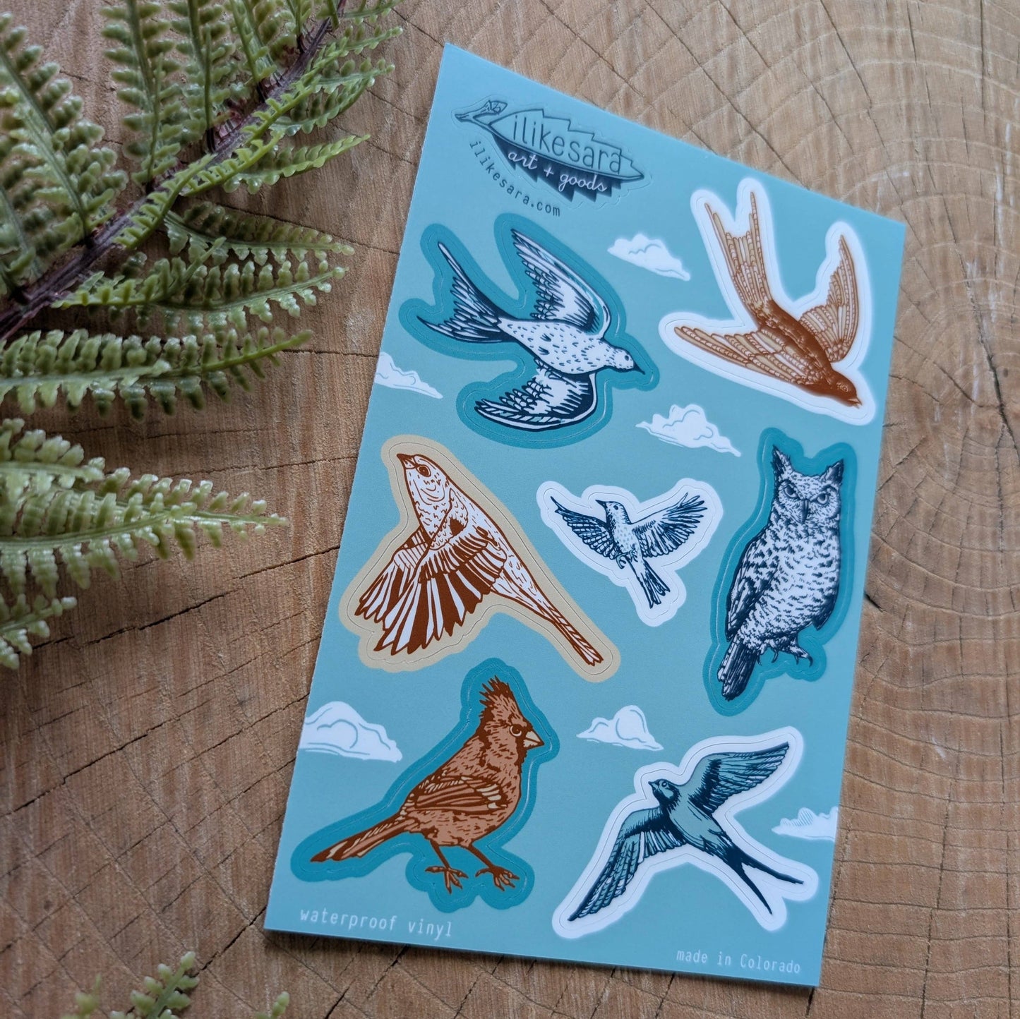 ilikesara | art + goods - Sticker sheet | birds  - waterproof uv-resistant vinyl birder stickers