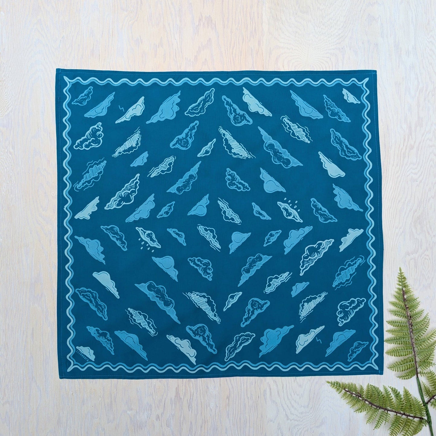 ilikesara | art + goods - Bandana | clouds - blockprint blue patterned scarf neckerchief