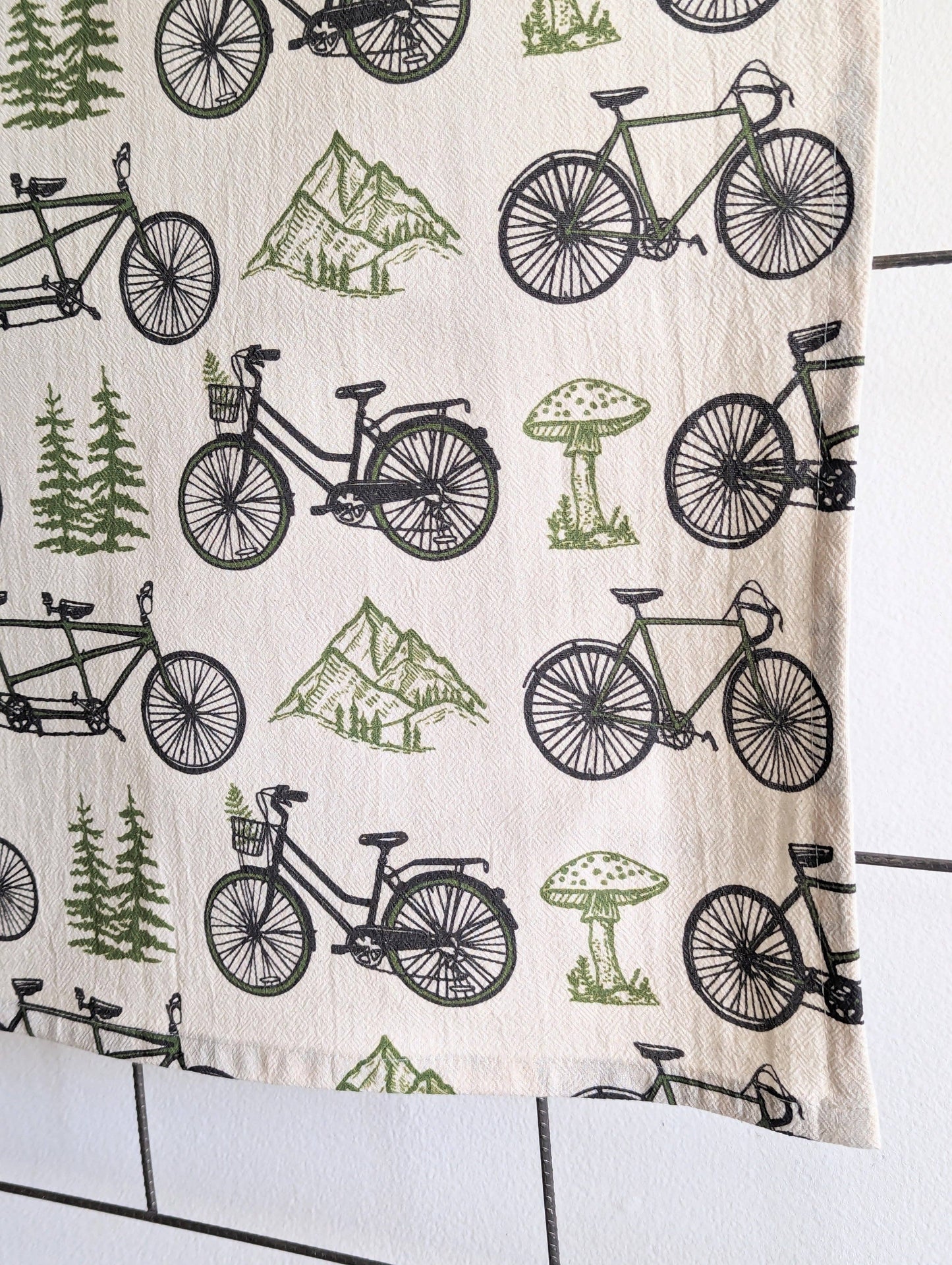ilikesara | art + goods - Tea towel | bicycle adventure - bike & nature cotton flour sack dish cloth