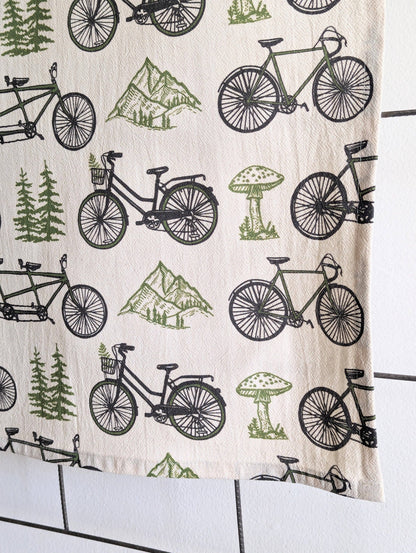 ilikesara | art + goods - Tea towel | bicycle adventure - bike & nature cotton flour sack dish cloth