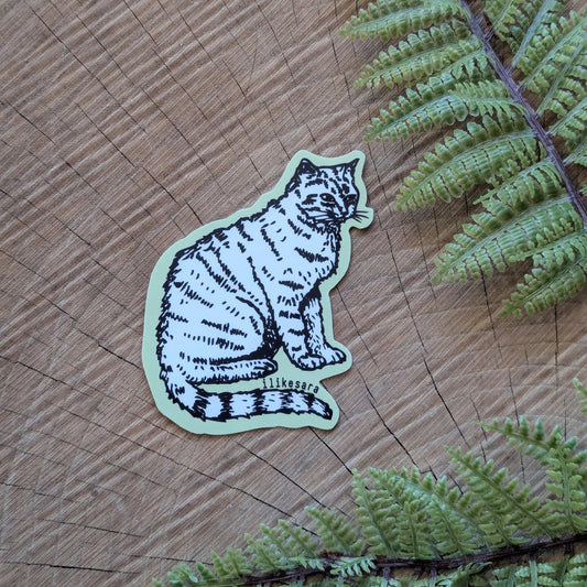 ilikesara | art + goods - Sticker | sitting white cat - waterproof uv-resistant vinyl kitty decal