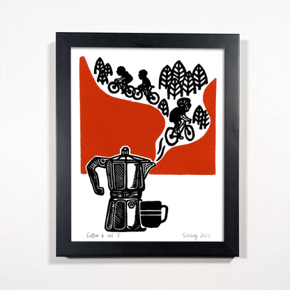 ShangDaili - Cycling Art Print - Coffee and Col I