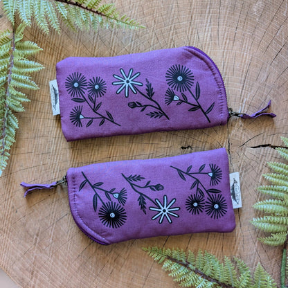 ilikesara | art + goods - Glasses case | bloom - purple flower cushioned zipper pouch