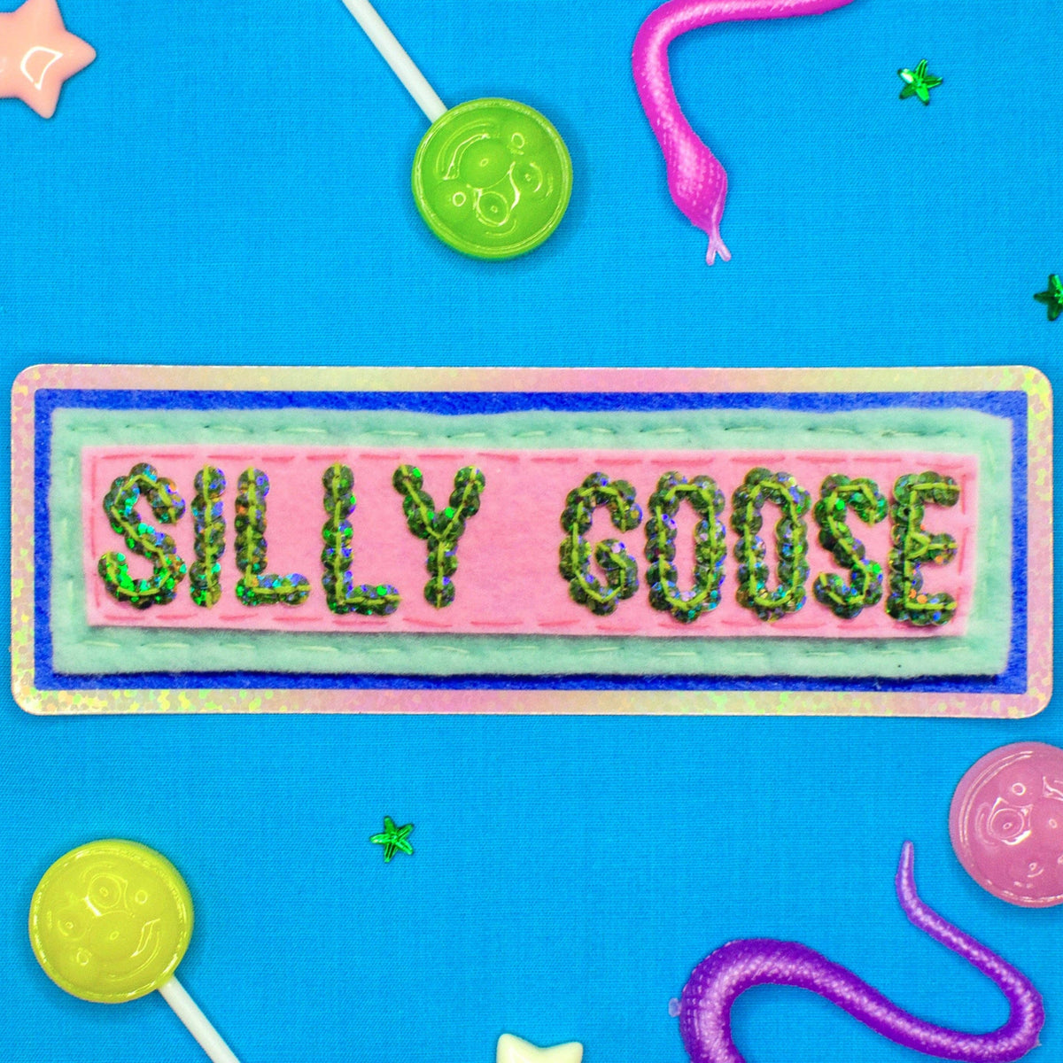 Silly Goose Sticker ~ Sequin Patch Inspired Waterproof Holographic Sticker