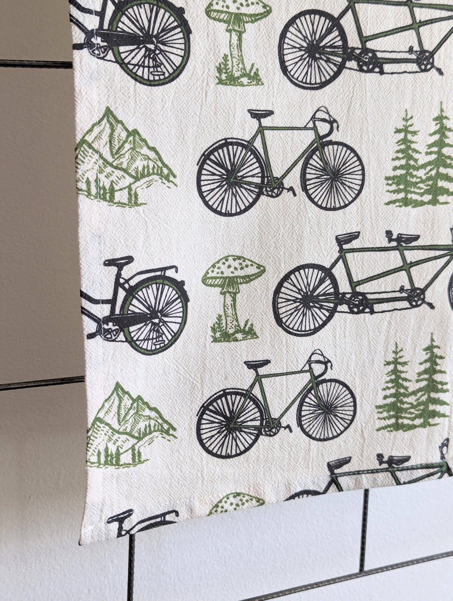 ilikesara | art + goods - Tea towel | bicycle adventure - bike & nature cotton flour sack dish cloth