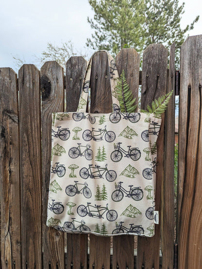 ilikesara | art + goods - Tote bag | bicycle adventure - patterned screenprinted nature tote