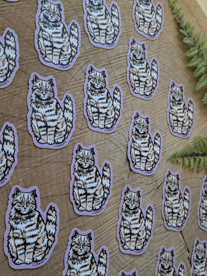 ilikesara | art + goods - Sticker | sitting fluffy tan cat - waterproof uv-resistant vinyl kitty decal