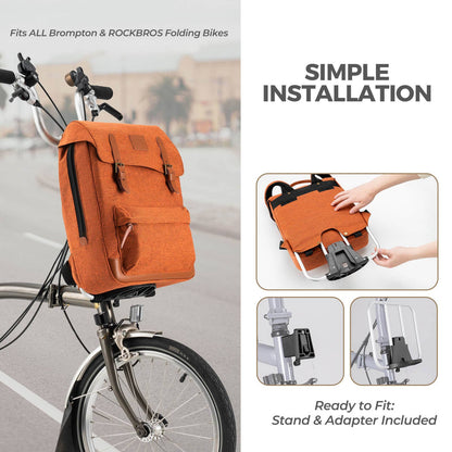 ROCKBROS - Folding Bike Handlebar Bag Backpack - 8.3L
