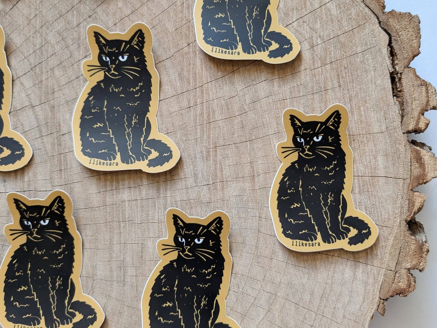 ilikesara | art + goods - Sticker | disappointed sitting black cat - waterproof uv-resistant vinyl kitty decal