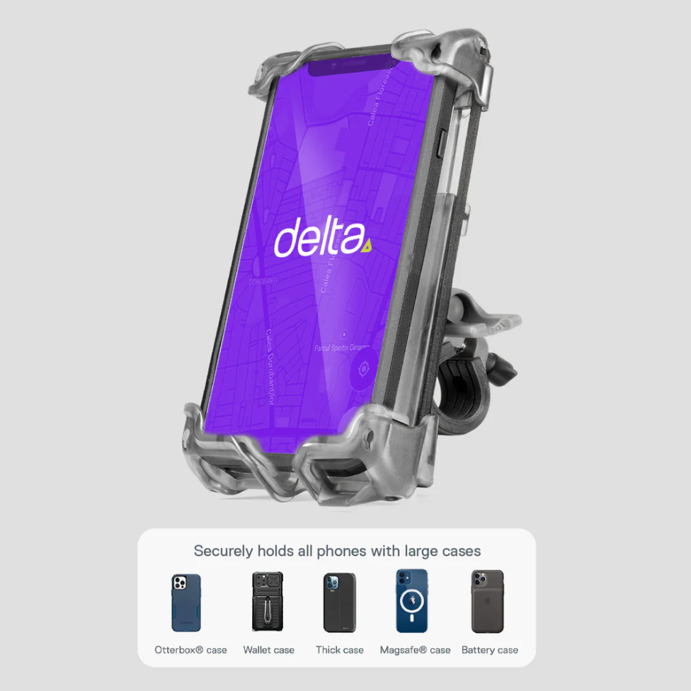 Delta Hefty Phone Holder Plus Smartphone Bike Mount - Clear Gray