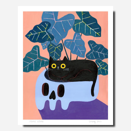 ShangDaili - Cat Art Print - 'Home Alone'