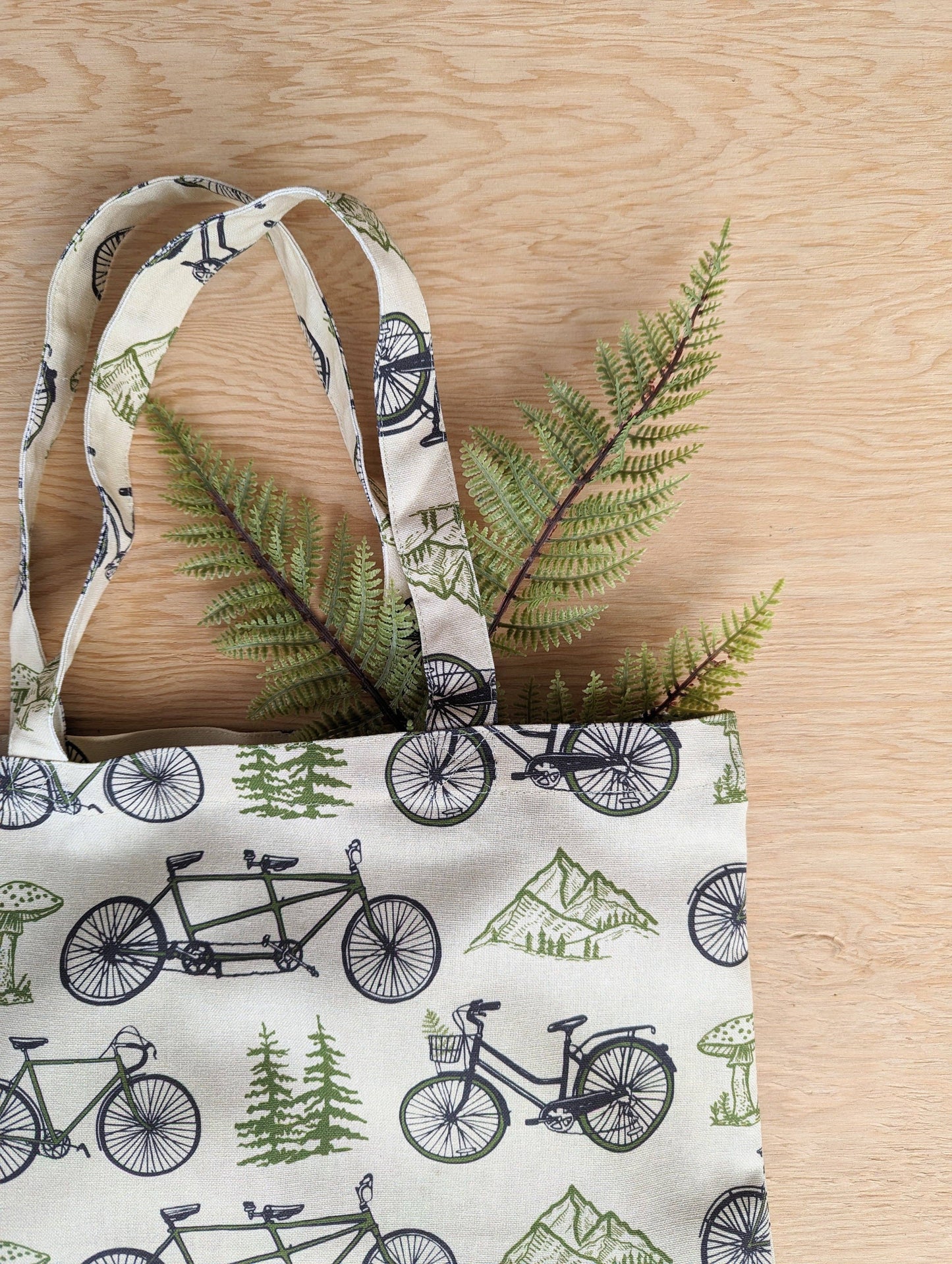 ilikesara | art + goods - Tote bag | bicycle adventure - patterned screenprinted nature tote