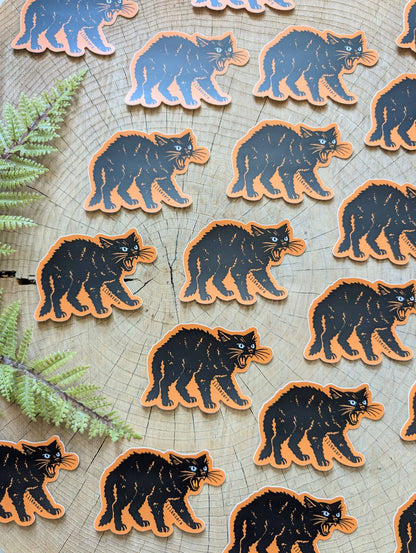 ilikesara | art + goods - Sticker | hissing black cat - waterproof uv-resistant vinyl Halloween kitty decal