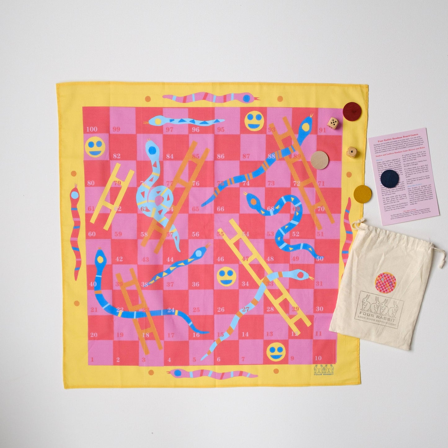 FOUR RABBIT - Snakes and Ladders Bandana Board Game