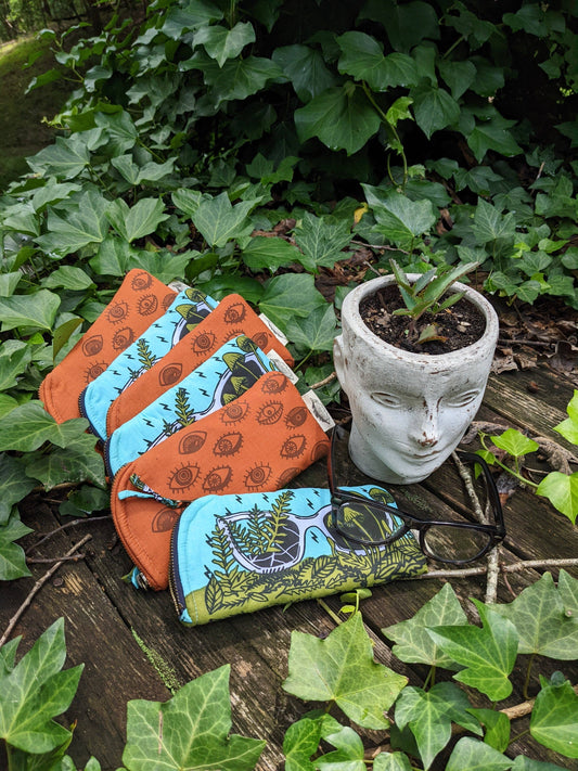 ilikesara | art + goods - Glasses case | eye glasses - orange & brown eyeball cushioned zipper bag