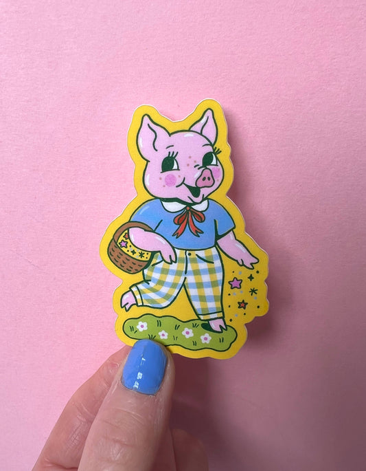 Tigersheep Friends - Vinyl Sticker: Pig with Pants & Basket Pride