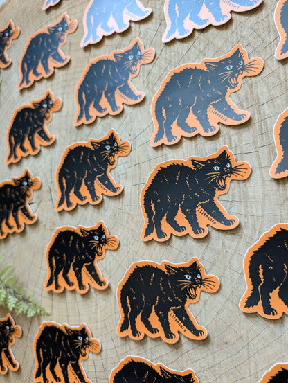 ilikesara | art + goods - Sticker | hissing black cat - waterproof uv-resistant vinyl Halloween kitty decal