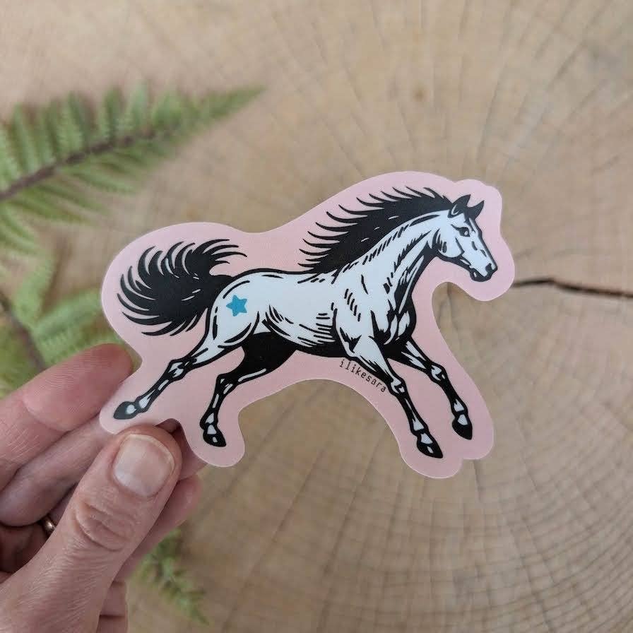 ilikesara | art + goods - Sticker | pink star horse - waterproof uv-resistant vinyl Western pony decal