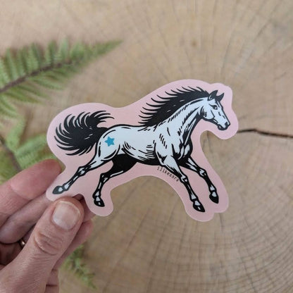 ilikesara | art + goods - Sticker | pink star horse - waterproof uv-resistant vinyl Western pony decal