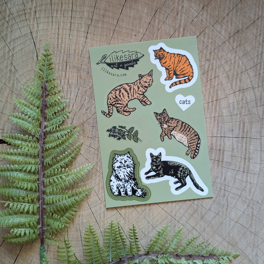 ilikesara | art + goods - Sticker sheet | cats  - waterproof uv-resistant vinyl kitty stickers