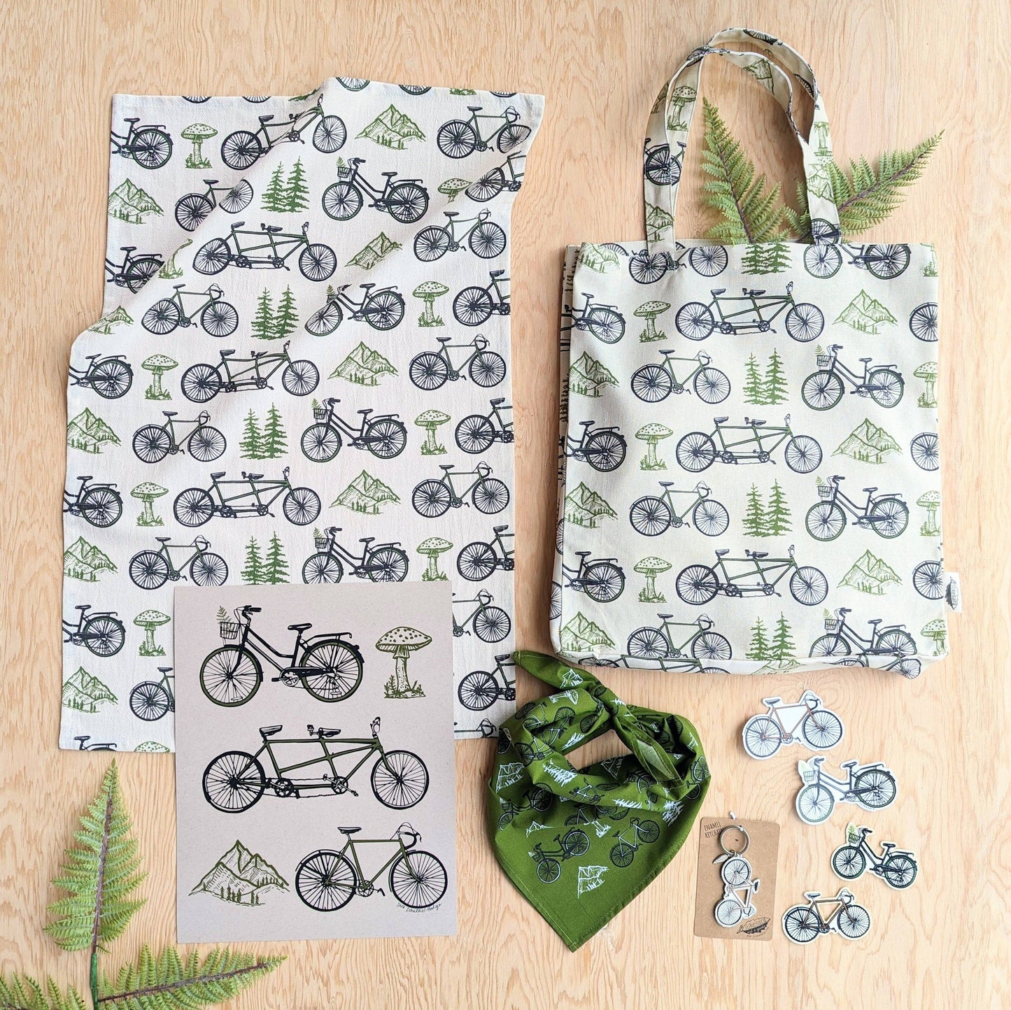 ilikesara | art + goods - Tea towel | bicycle adventure - bike & nature cotton flour sack dish cloth