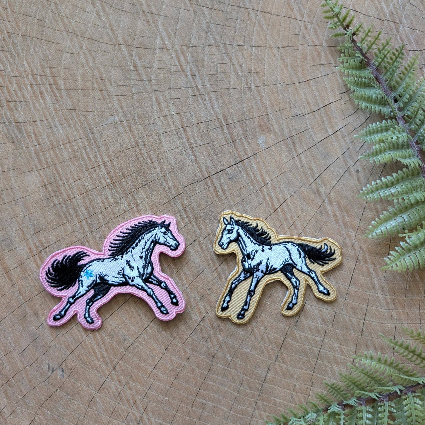 ilikesara | art + goods - Iron-on patch | pink star horse - embroidered Western pony applique