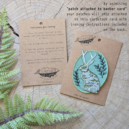 ilikesara | art + goods - Iron-on patch | slow down snail - brown 1.6" x 2.6"