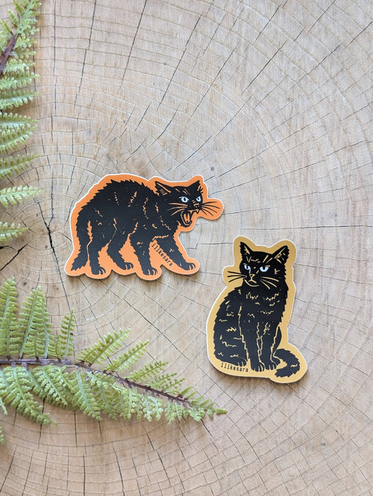 ilikesara | art + goods - Sticker | disappointed sitting black cat - waterproof uv-resistant vinyl kitty decal