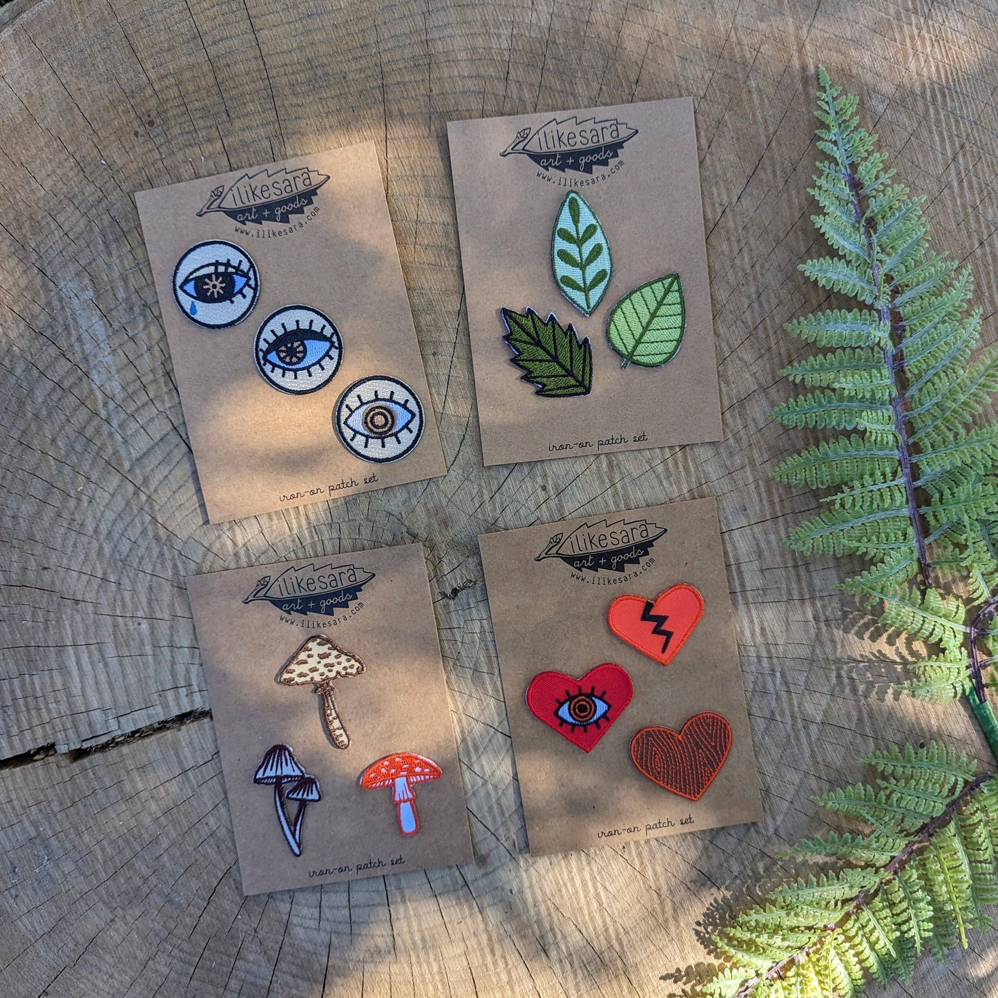 ilikesara | art + goods - Iron-on patch | heart 3-pack - red