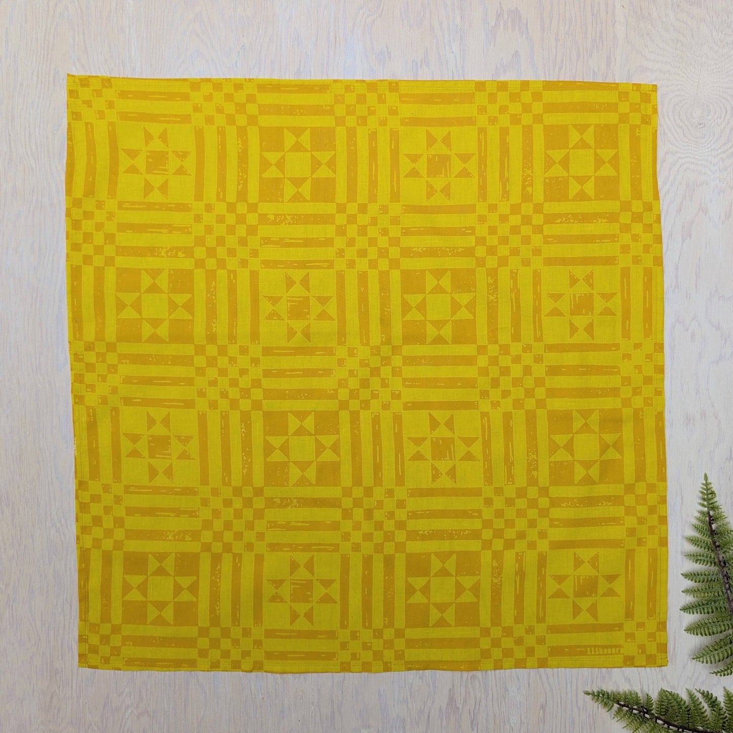 ilikesara | art + goods - Bandana | sawtooth yellow gold - geometric folk quilt pattern scarf neckerchief