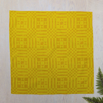 ilikesara | art + goods - Bandana | sawtooth yellow gold - geometric folk quilt pattern scarf neckerchief