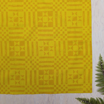 ilikesara | art + goods - Bandana | sawtooth yellow gold - geometric folk quilt pattern scarf neckerchief