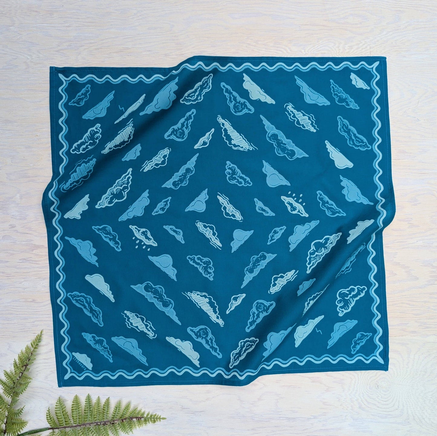 ilikesara | art + goods - Bandana | clouds - blockprint blue patterned scarf neckerchief