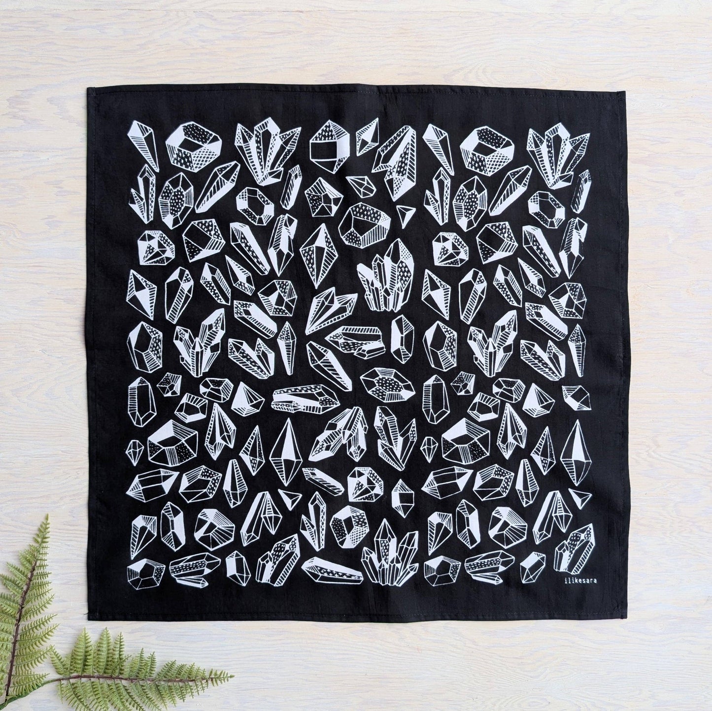 ilikesara | art + goods - Bandana | gem - black & white crystal patterned scarf neckerchief