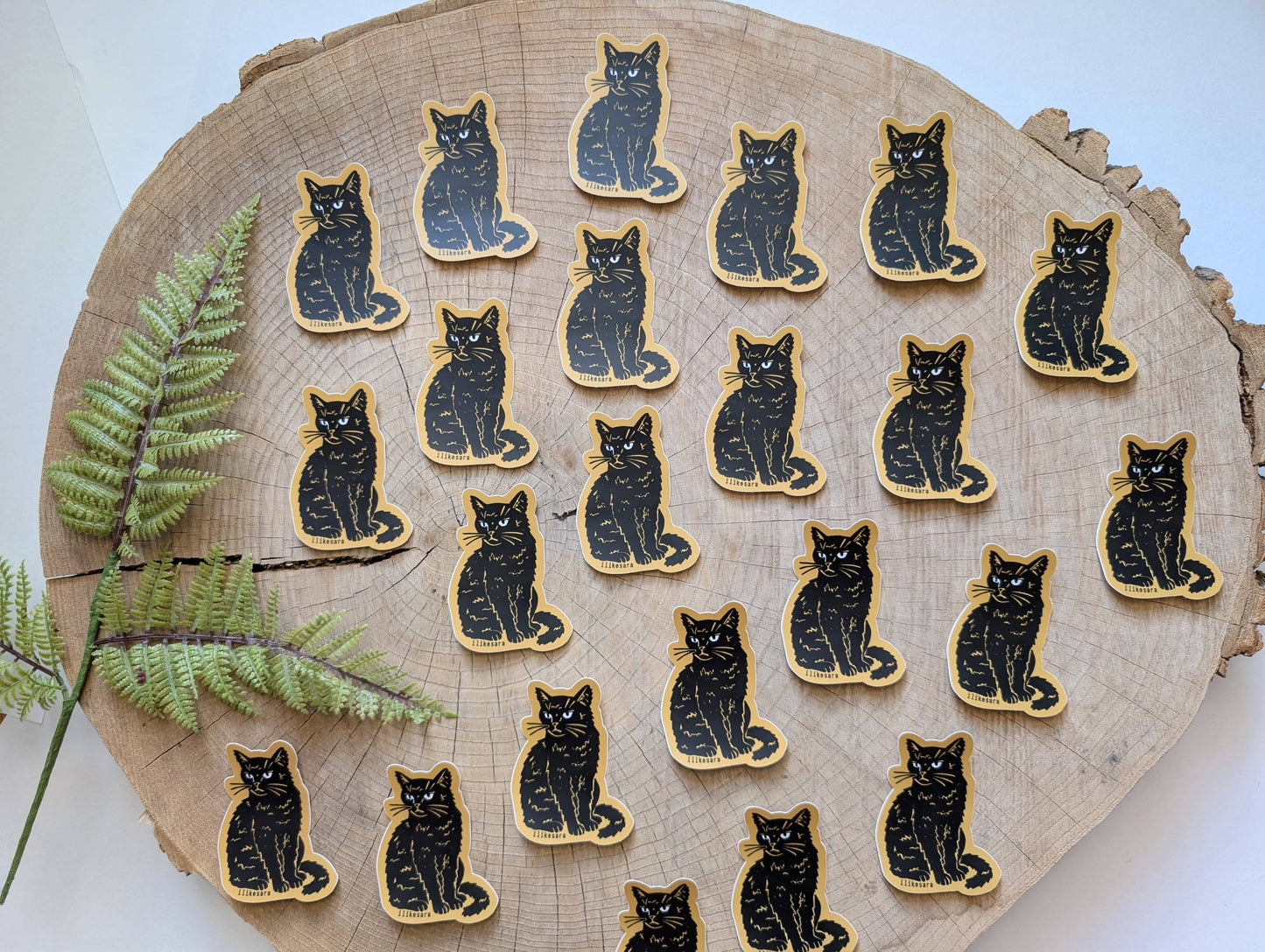 ilikesara | art + goods - Sticker | disappointed sitting black cat - waterproof uv-resistant vinyl kitty decal