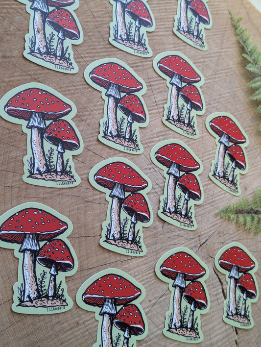 ilikesara | art + goods - Sticker | fly agaric mushroom - waterproof uv-resistant vinyl nature decal