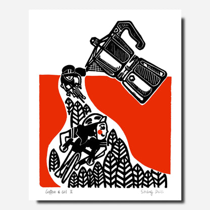 ShangDaili - Cycling Art Print - Coffee and Col II