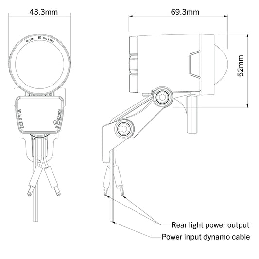 Herrmans H-Black Pro Dynamo LED Head Light, w/Bracket