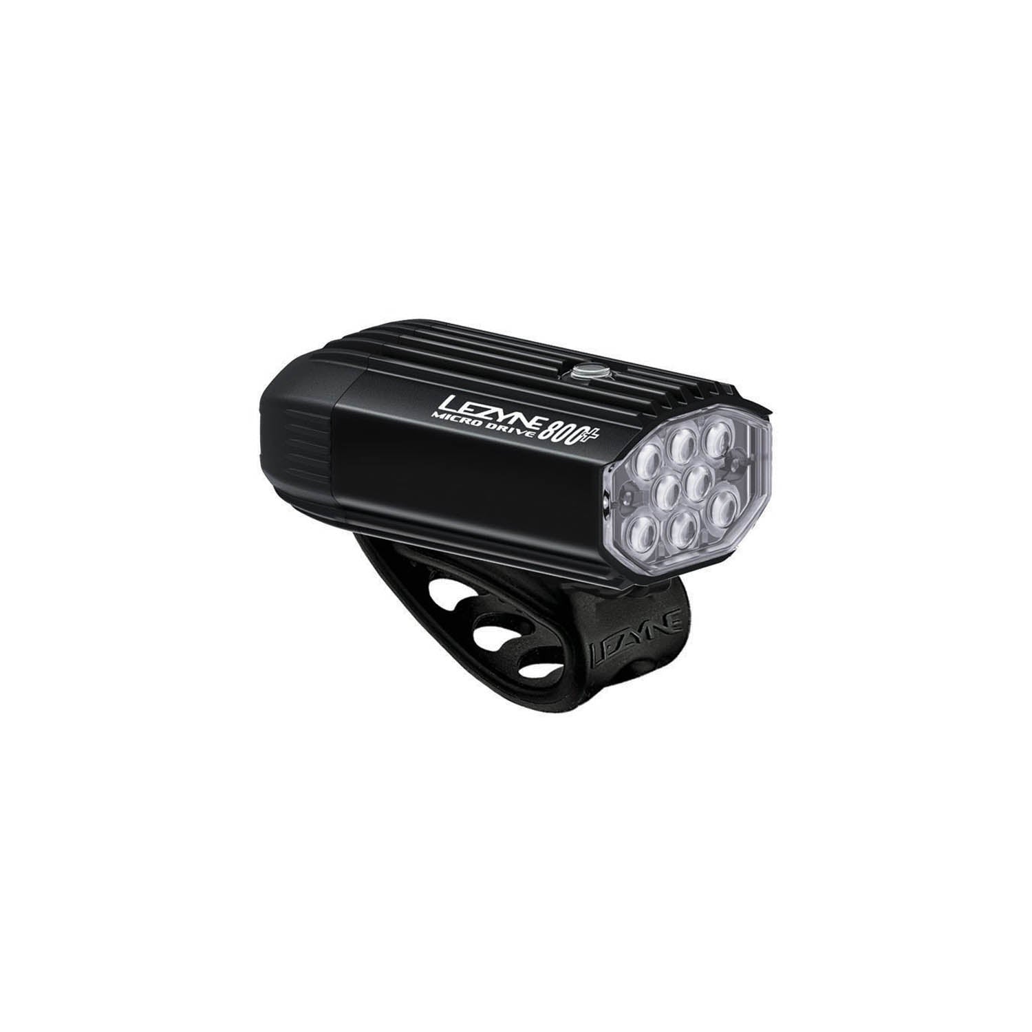 Black Lezyne bicycle light on a white background