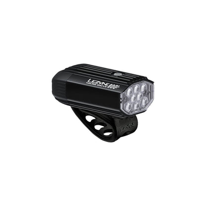 Black Lezyne bicycle light on a white background