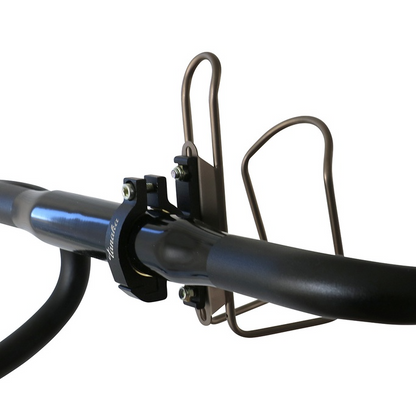 Close-up of a bicycle handlebar with a white background