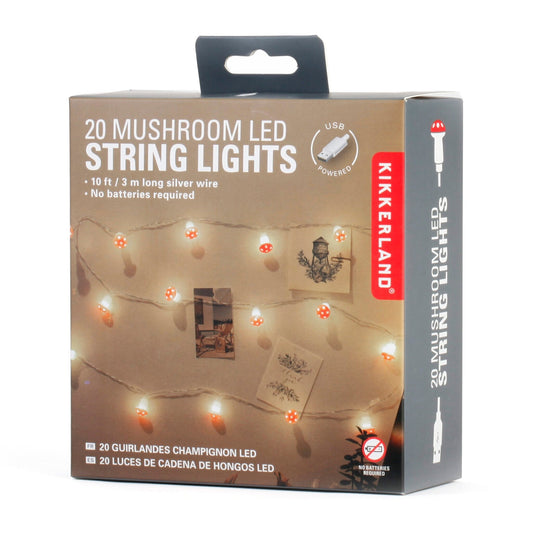 Kikkerland Mushroom Led String Lights - 20/count